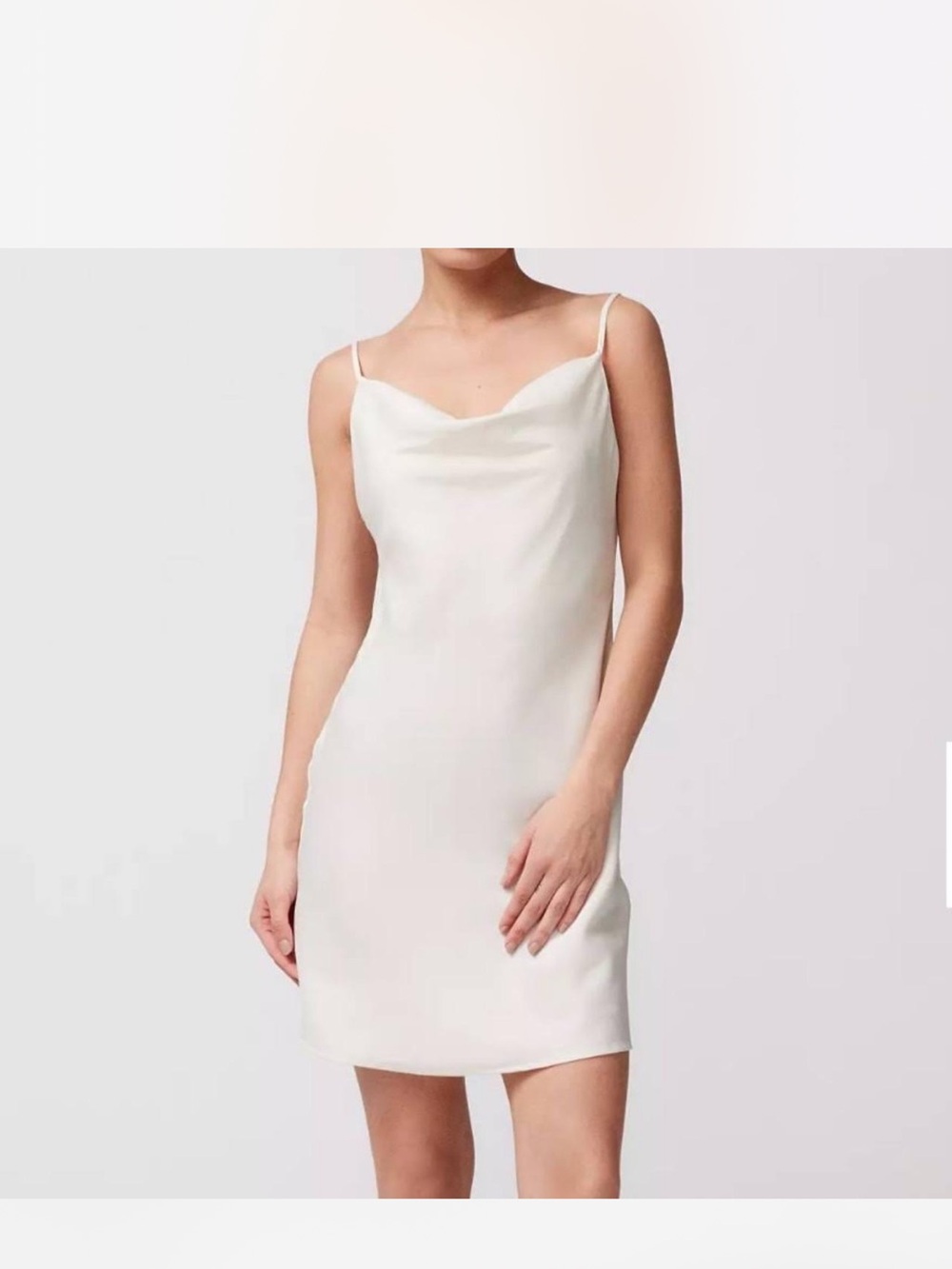Silky White Cowl Neck Slip Dress